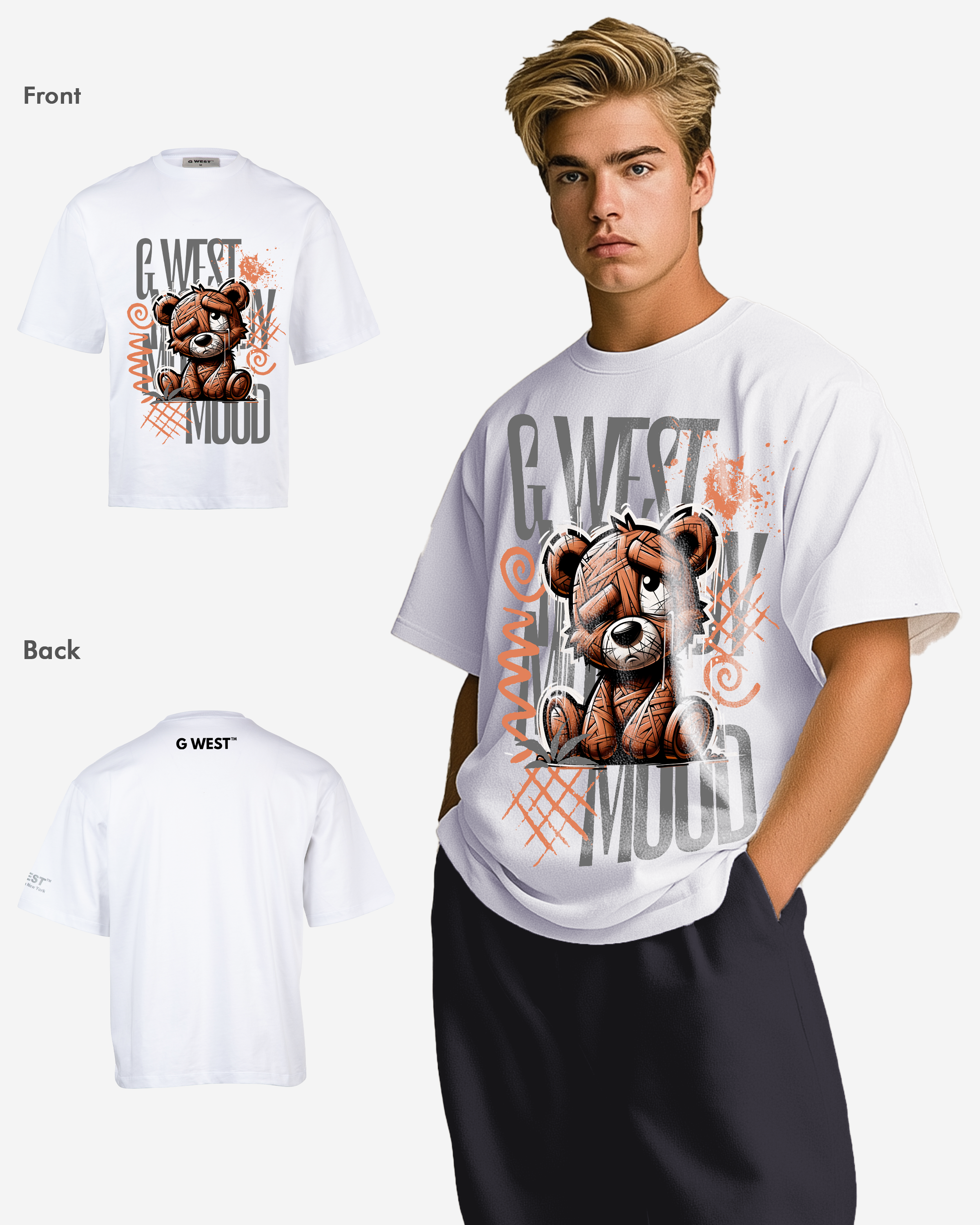 G WEST MOOODY MOOD OVERSIZED T-Shirt Mens G West