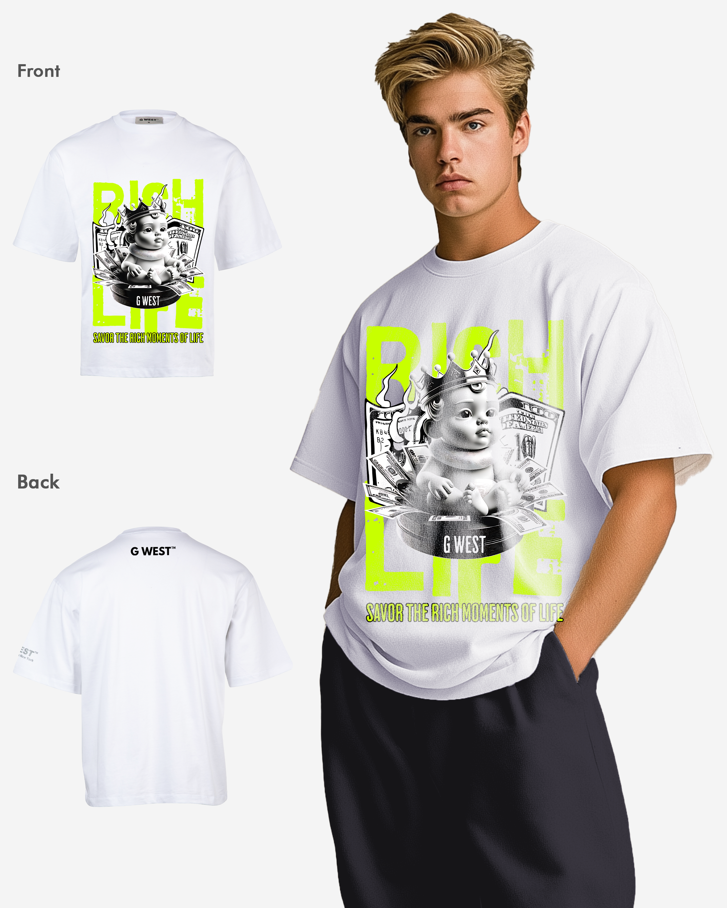 G WEST RICH LIFE OVERSIZED T-Shirt Mens G West
