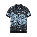 Pixel Fade Knit Polo BLACK