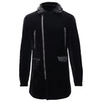 Faux Fur Collar Velvet Jacket BLACK