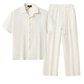 Loft Set – Textured Short Sleeve Shirt & Pant TAUPE