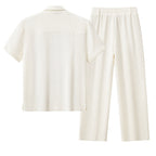 Loft Set – Textured Short Sleeve Shirt & Pant TAUPE