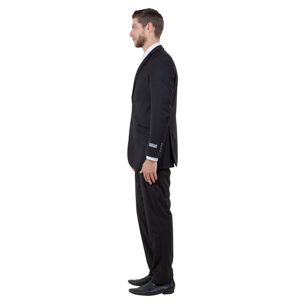 Navy / Black Solid Tone on Tone Satin 2-PC Slim Fit Stretch Suits