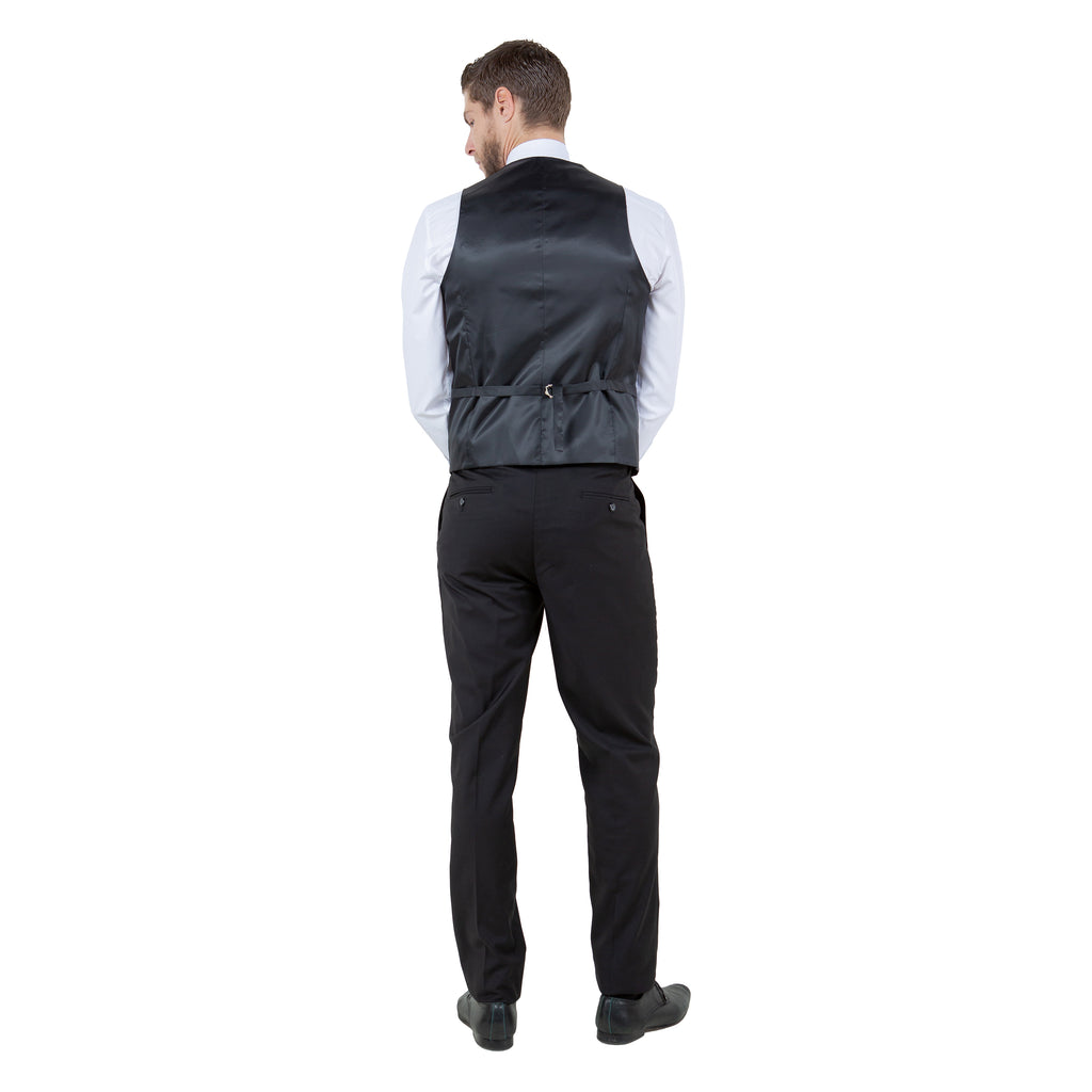 Navy / Black Solid Tone on Tone Satin 2-PC Slim Fit Stretch Suits