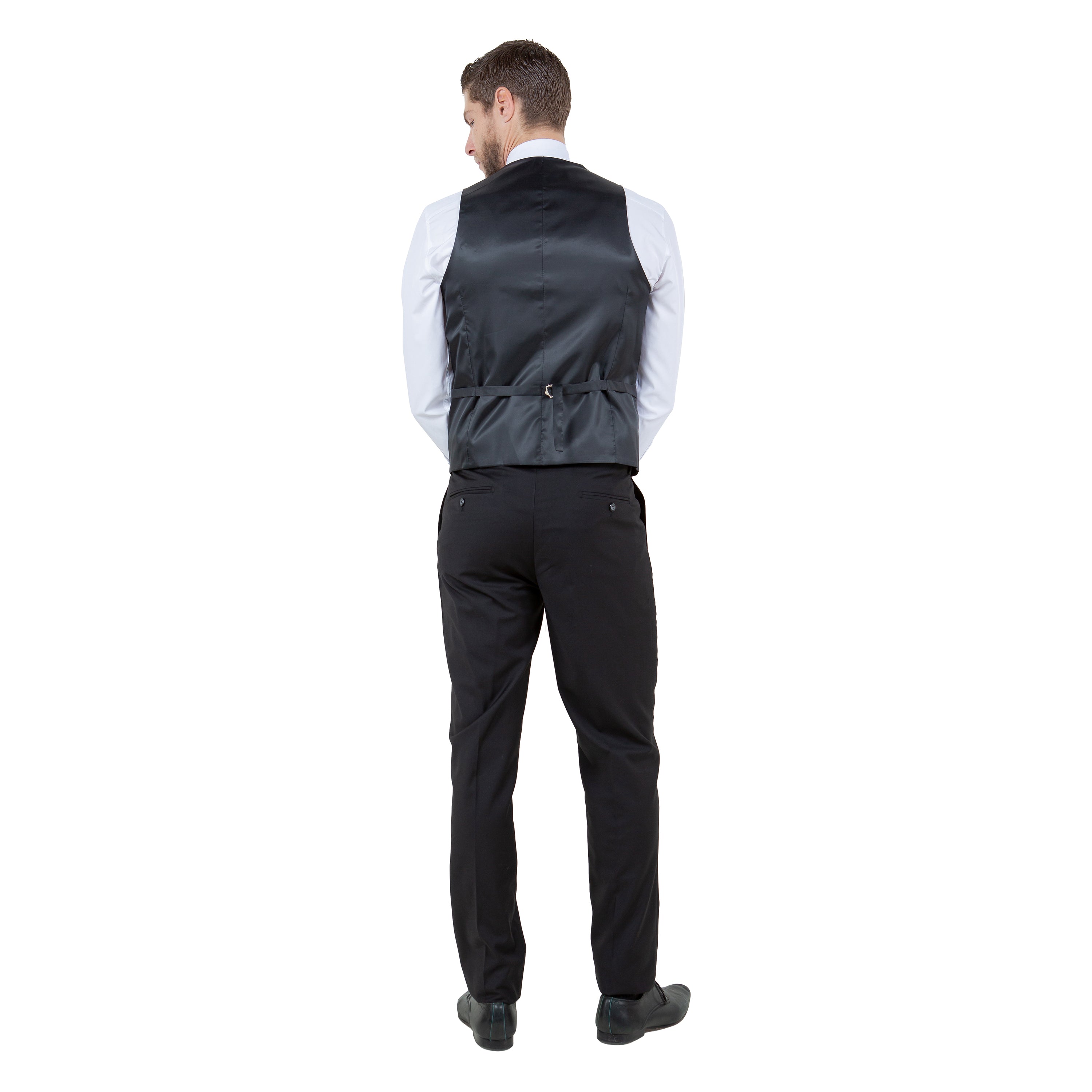 Navy / Black Solid Tone on Tone Satin 2-PC Slim Fit Stretch Suits