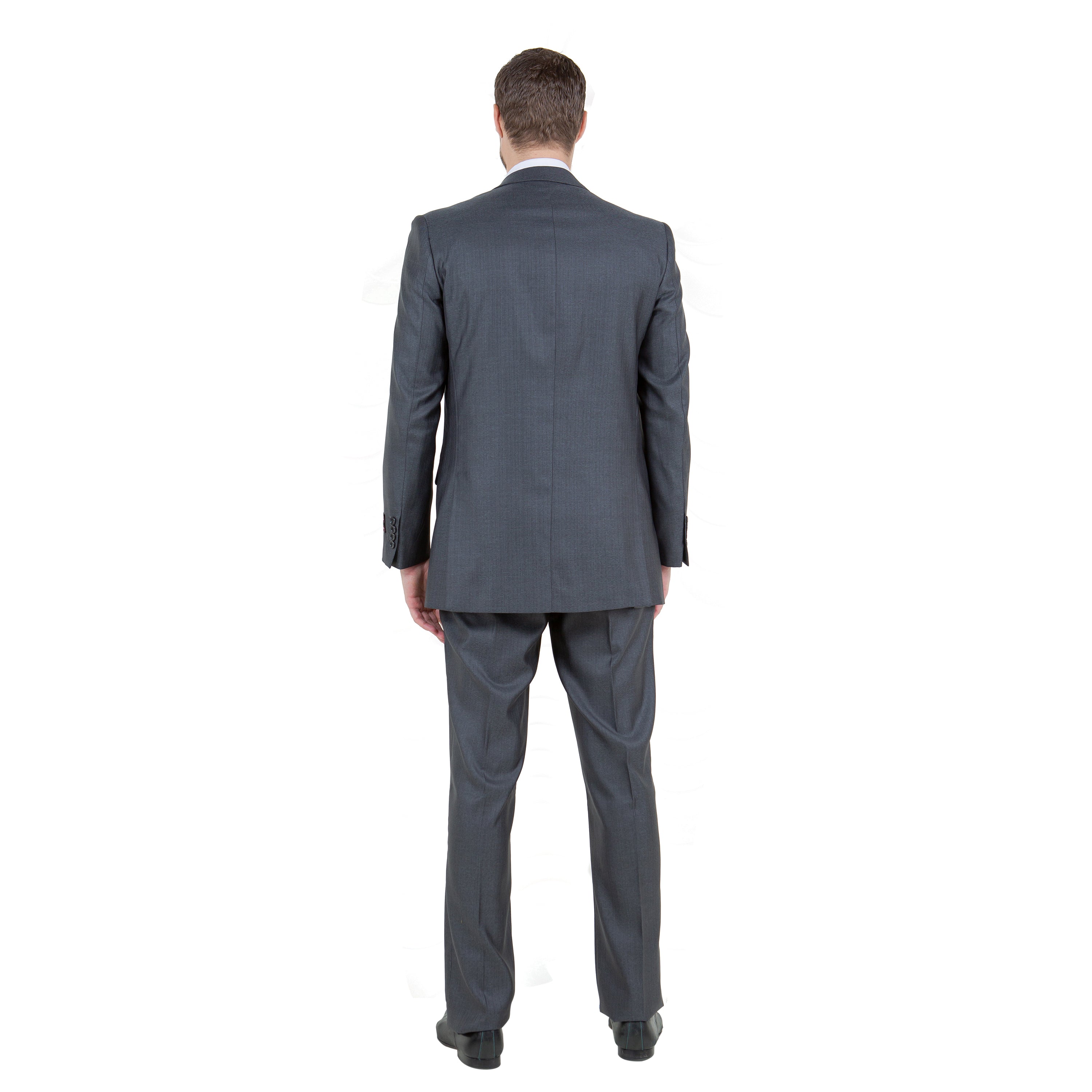 Steel Navy Solid Shiny Sharkskin 3-PC Regular Modern Fit Suits