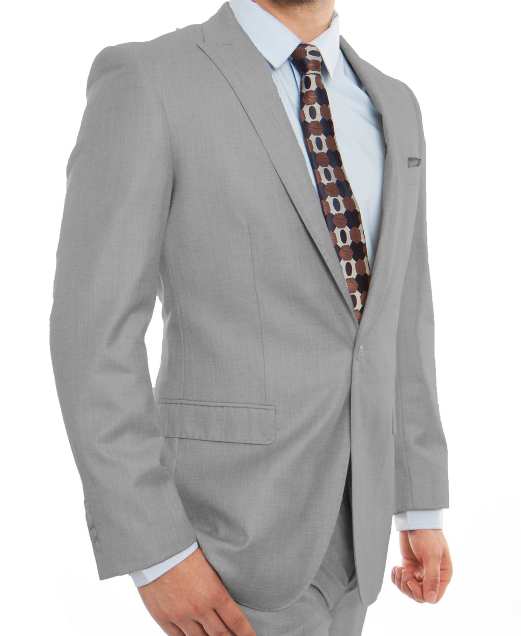 Melange Gray 2-PC Slim Fit Stretch Suits