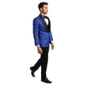 Burgundy Men's Hybrid-Fit 3pc Paisley Suit w/ Wide Black Shawl Collar