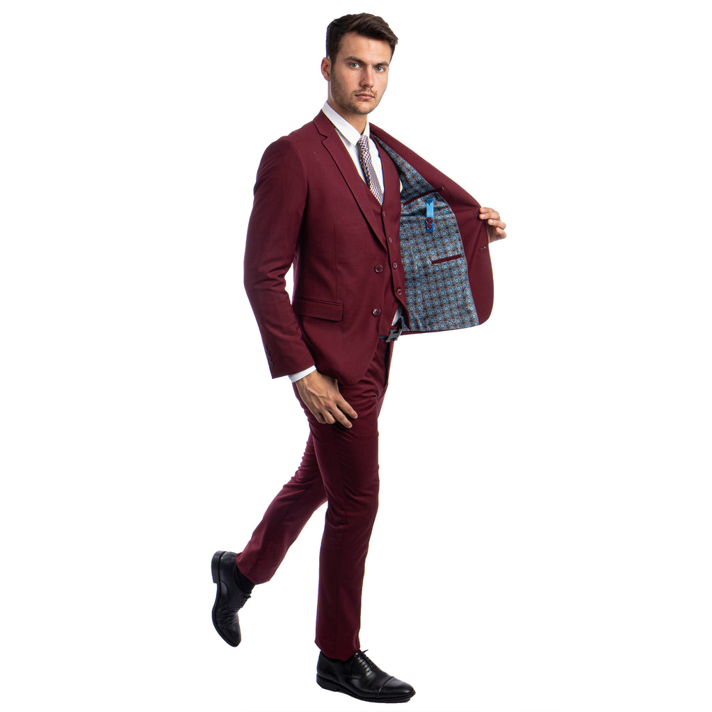 Men's Skinny-Fit Solid 3pc Suit
