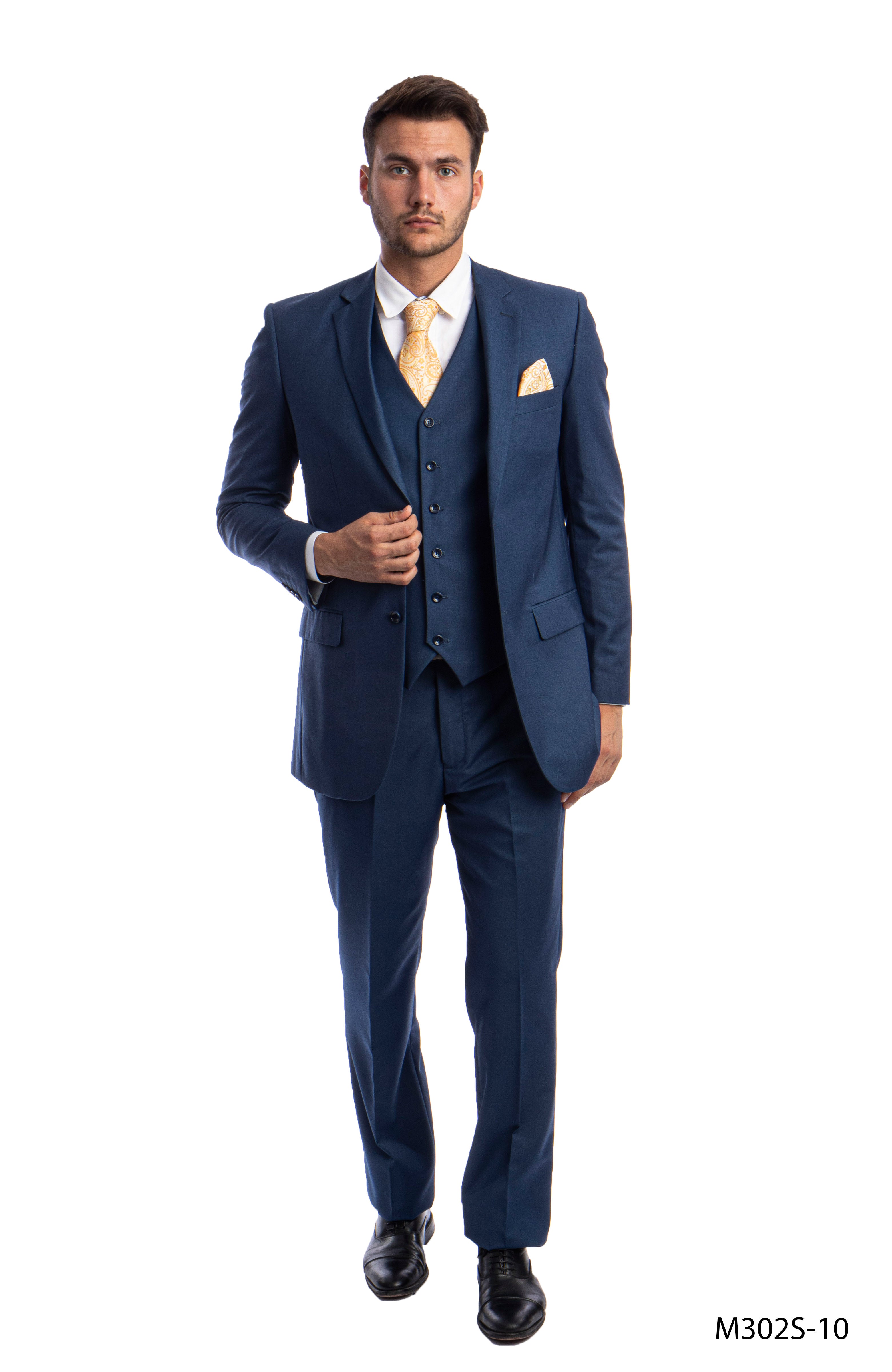 Men's Modern-Fit 3-Piece Suit Set w/ Jacket, Vest and Pants