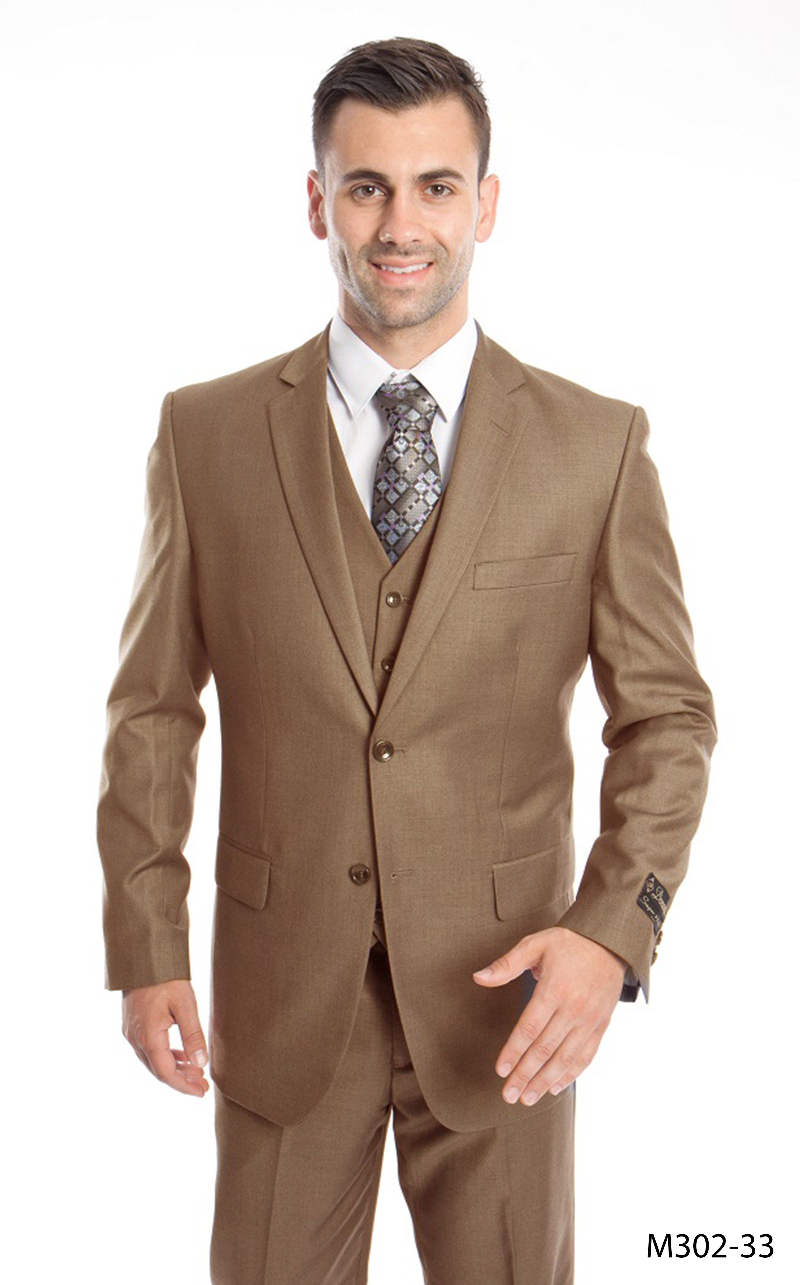 Men's Modern-Fit 3-Piece Suit Set w/ Jacket, Vest and Pants