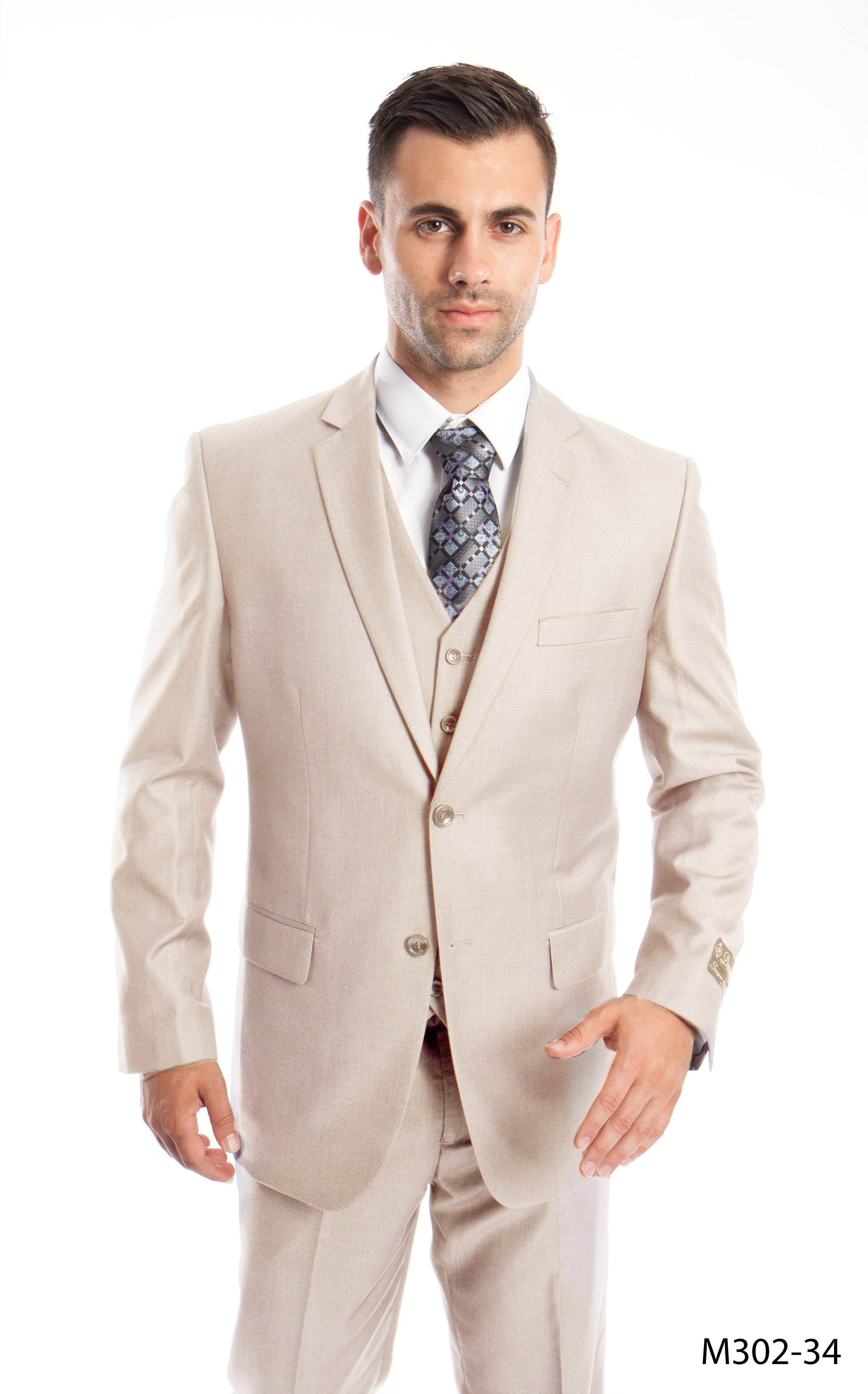 Men's Modern-Fit 3-Piece Suit Set w/ Jacket, Vest and Pants