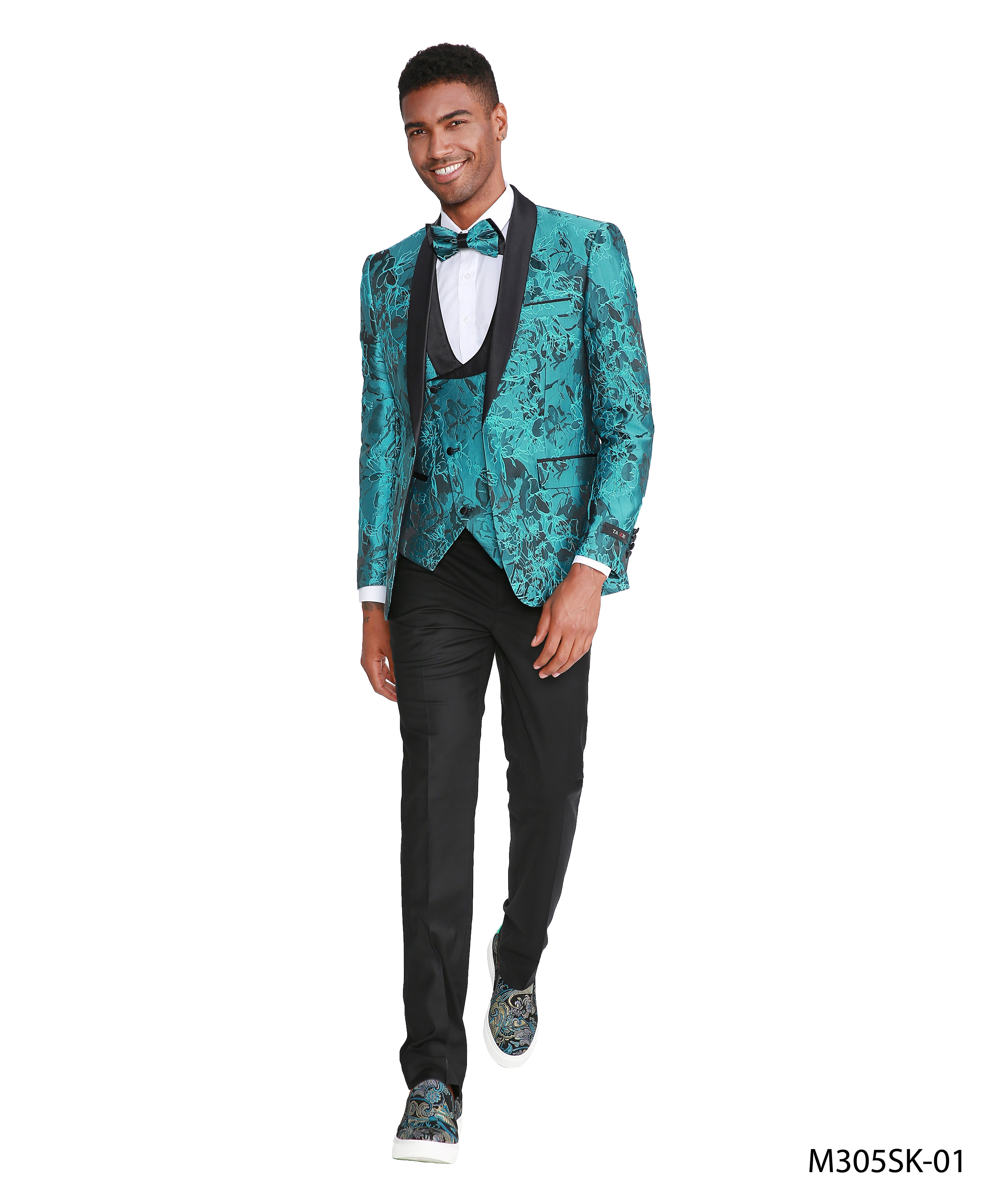Men's Suit 3pc Paisley Satin Shawl Lapel With Matching Solid Satin Pants & Collared Double Breasted Vest For All Occasions