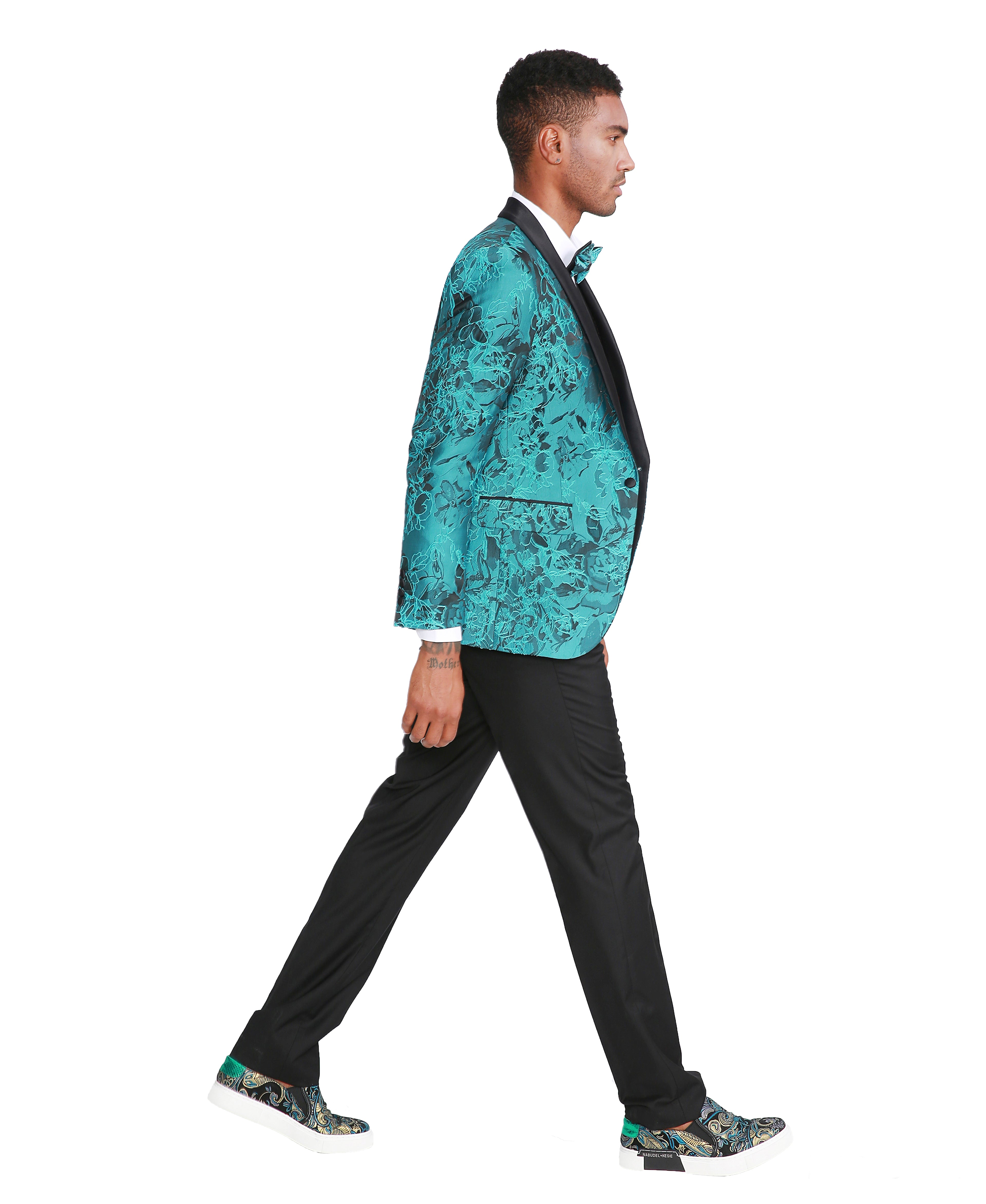 Men's Suit 3pc Paisley Satin Shawl Lapel With Matching Solid Satin Pants & Collared Double Breasted Vest For All Occasions