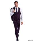 Burgundy 3 PC Birdseye Suit Skinny Fit Suits