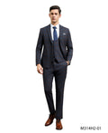 Men's Skinny-Fit Glen Plaid 3pc Suit Set w/ U-Neck Vest