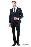 Black/Black 3 PC Plaid Suit Skinny Fit Suits