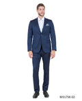 Blue 2 PC Birdseye Suit Skinny Fit Suits