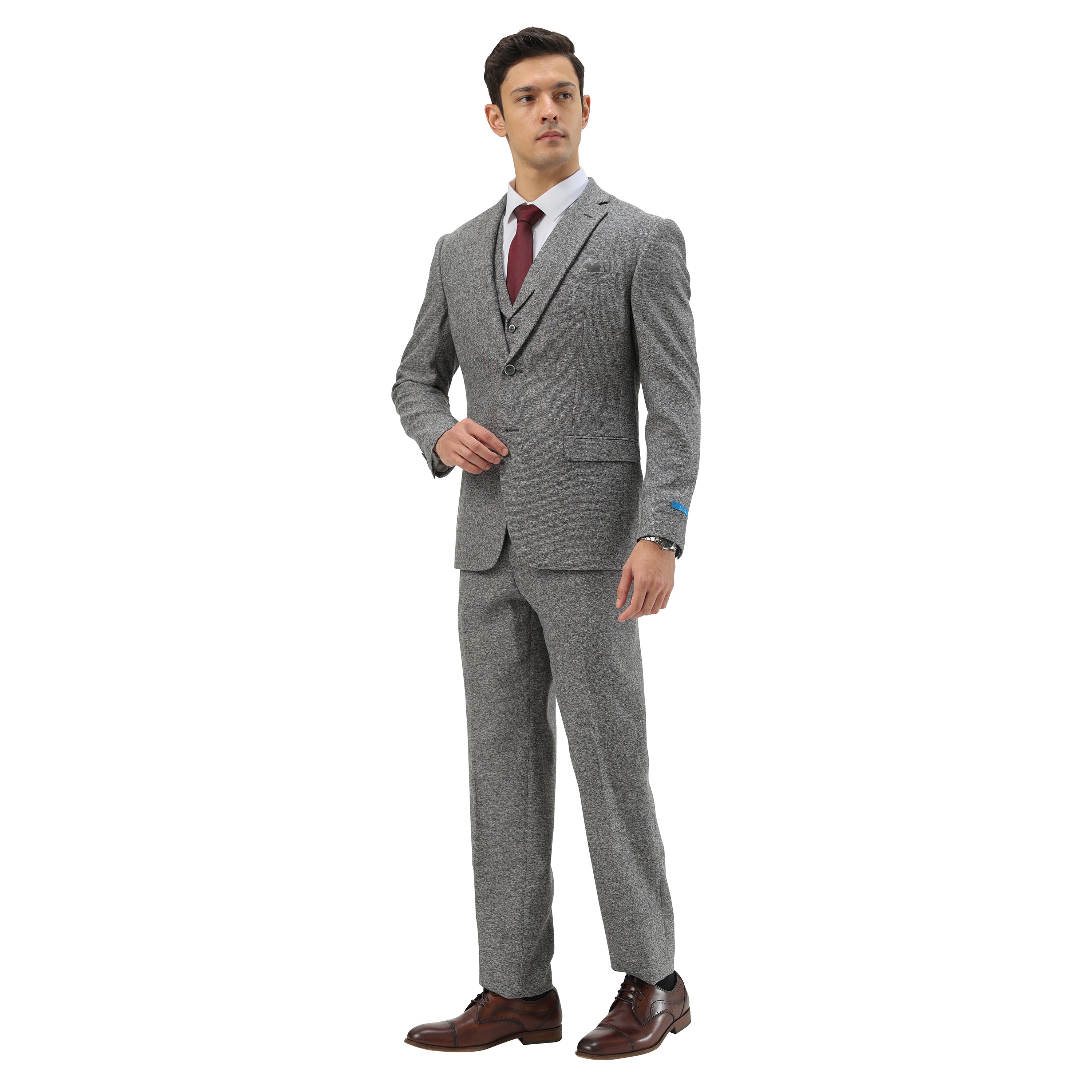 3PC Tweed Suit w/ Expandable Waistband