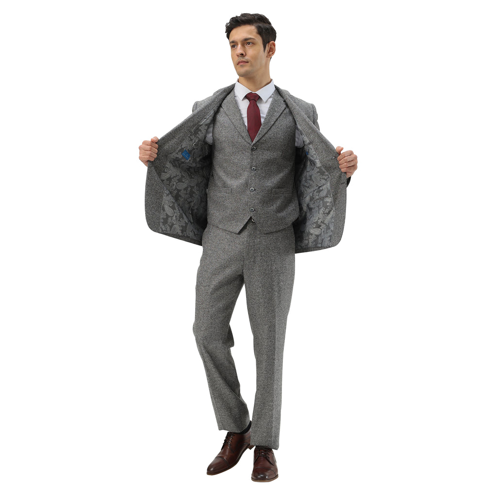 3PC Tweed Suit w/ Expandable Waistband