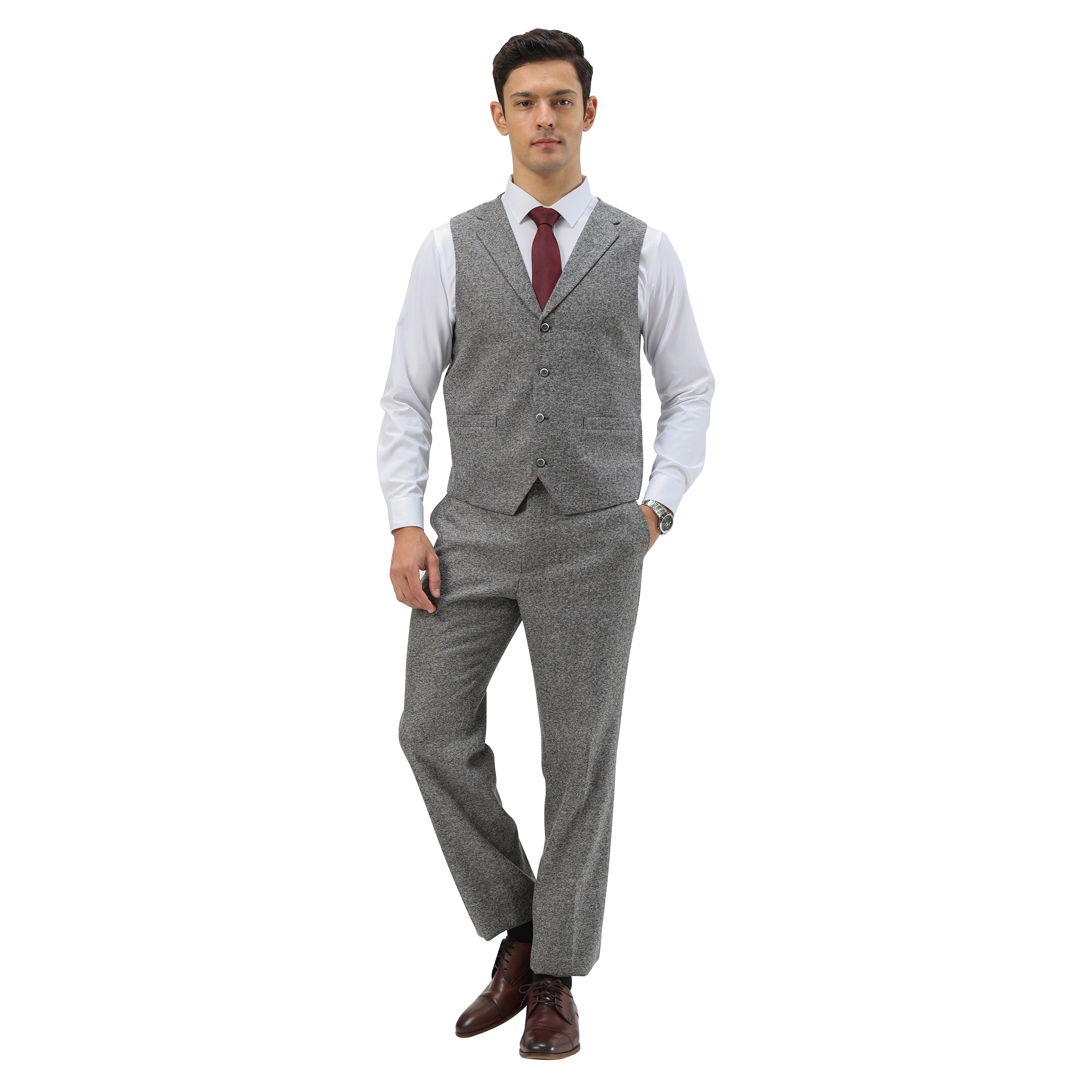 3PC Tweed Suit w/ Expandable Waistband