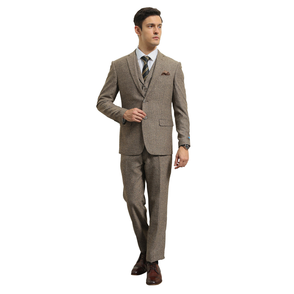 3PC Tweed Suit w/ Expandable Waistband