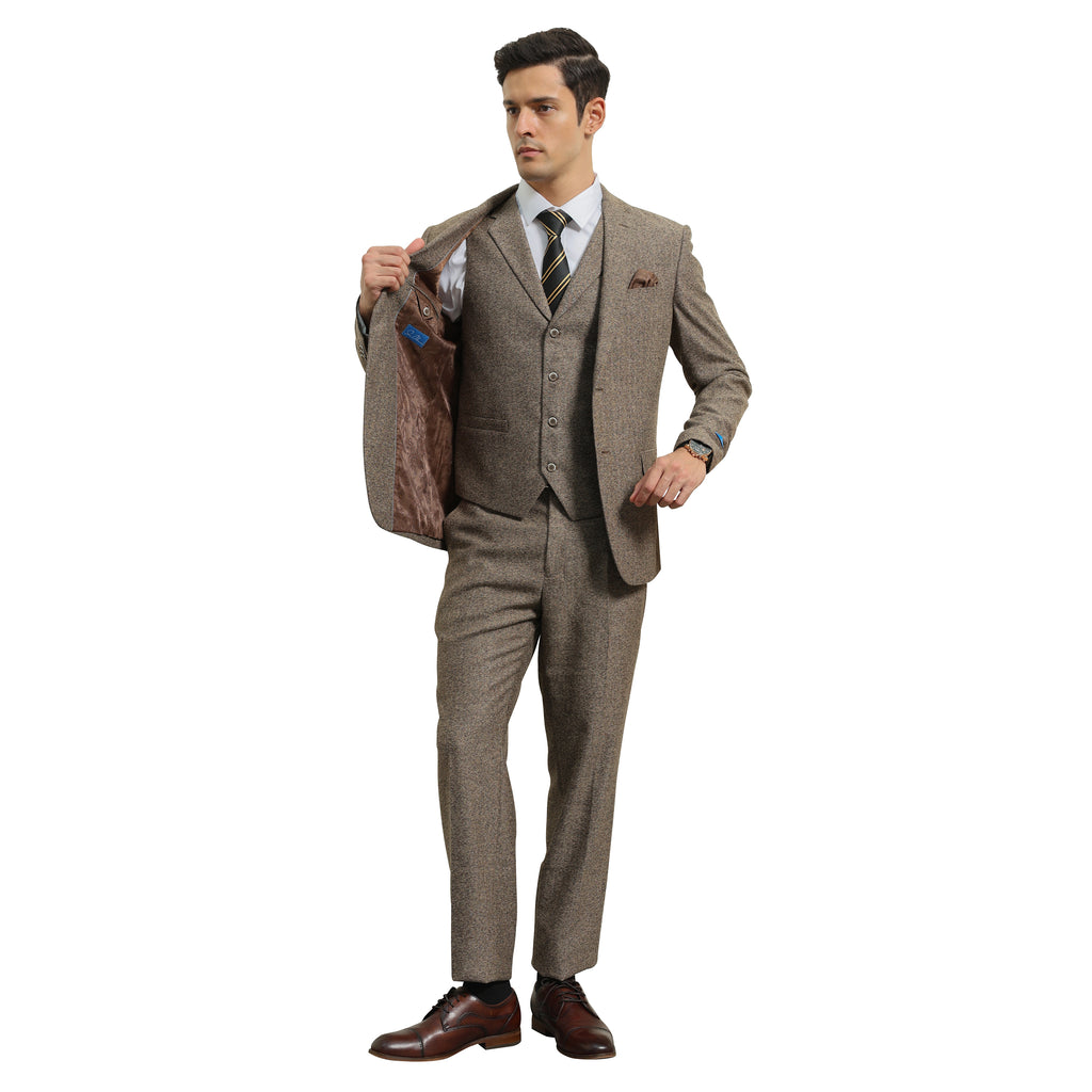 3PC Tweed Suit w/ Expandable Waistband