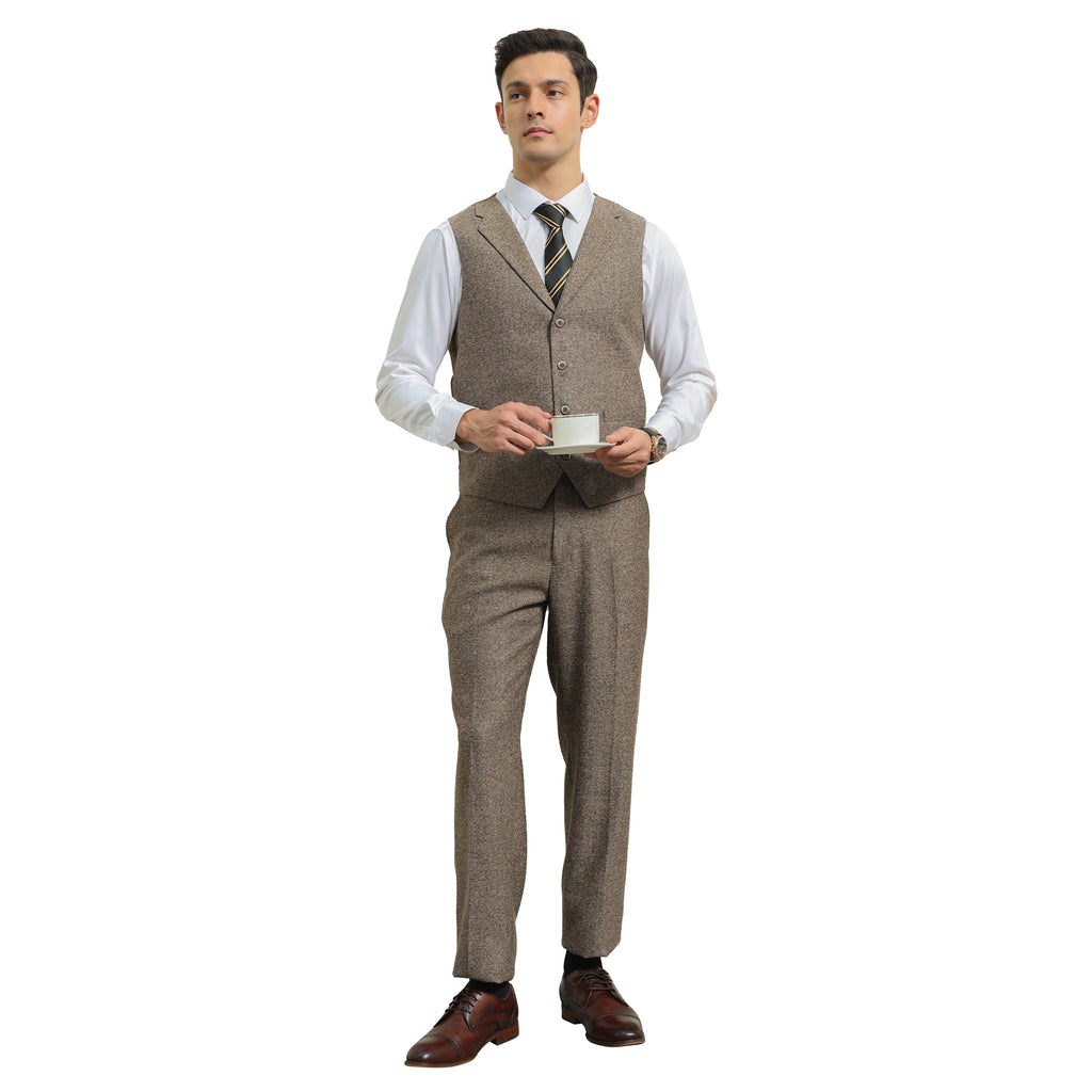 3PC Tweed Suit w/ Expandable Waistband