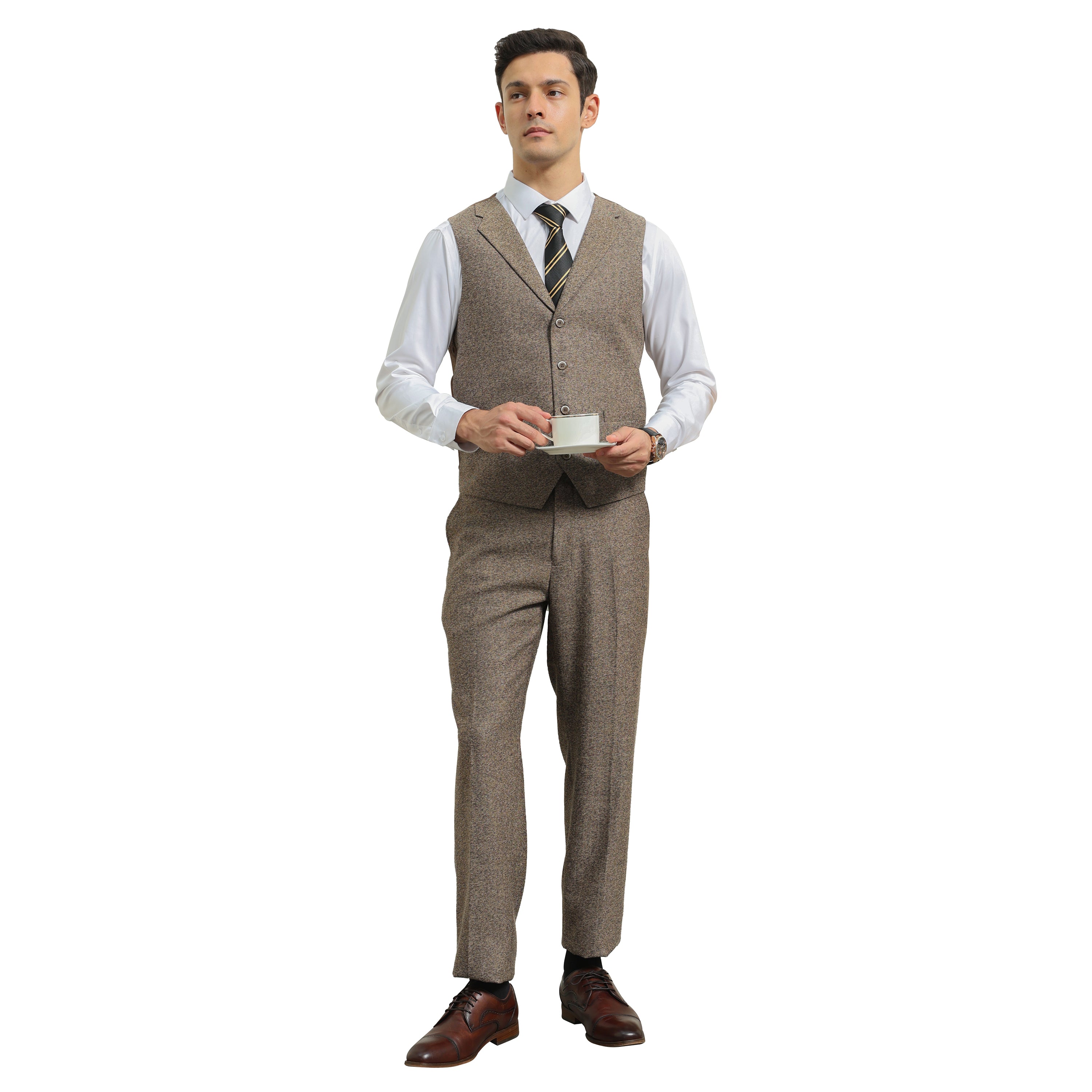 3PC Tweed Suit w/ Expandable Waistband