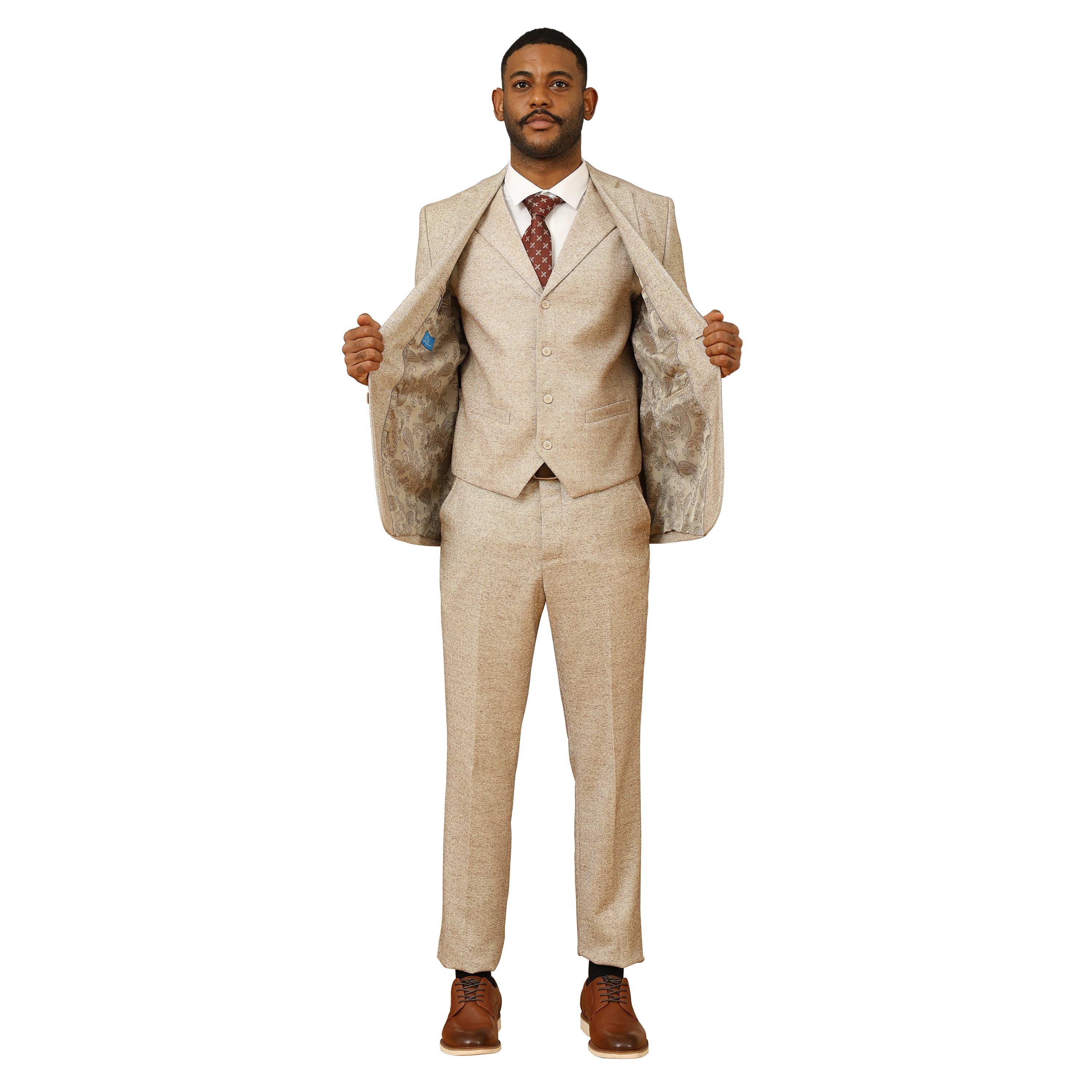 3PC Tweed Suit w/ Expandable Waistband