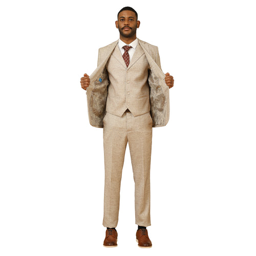 3PC Tweed Suit w/ Expandable Waistband