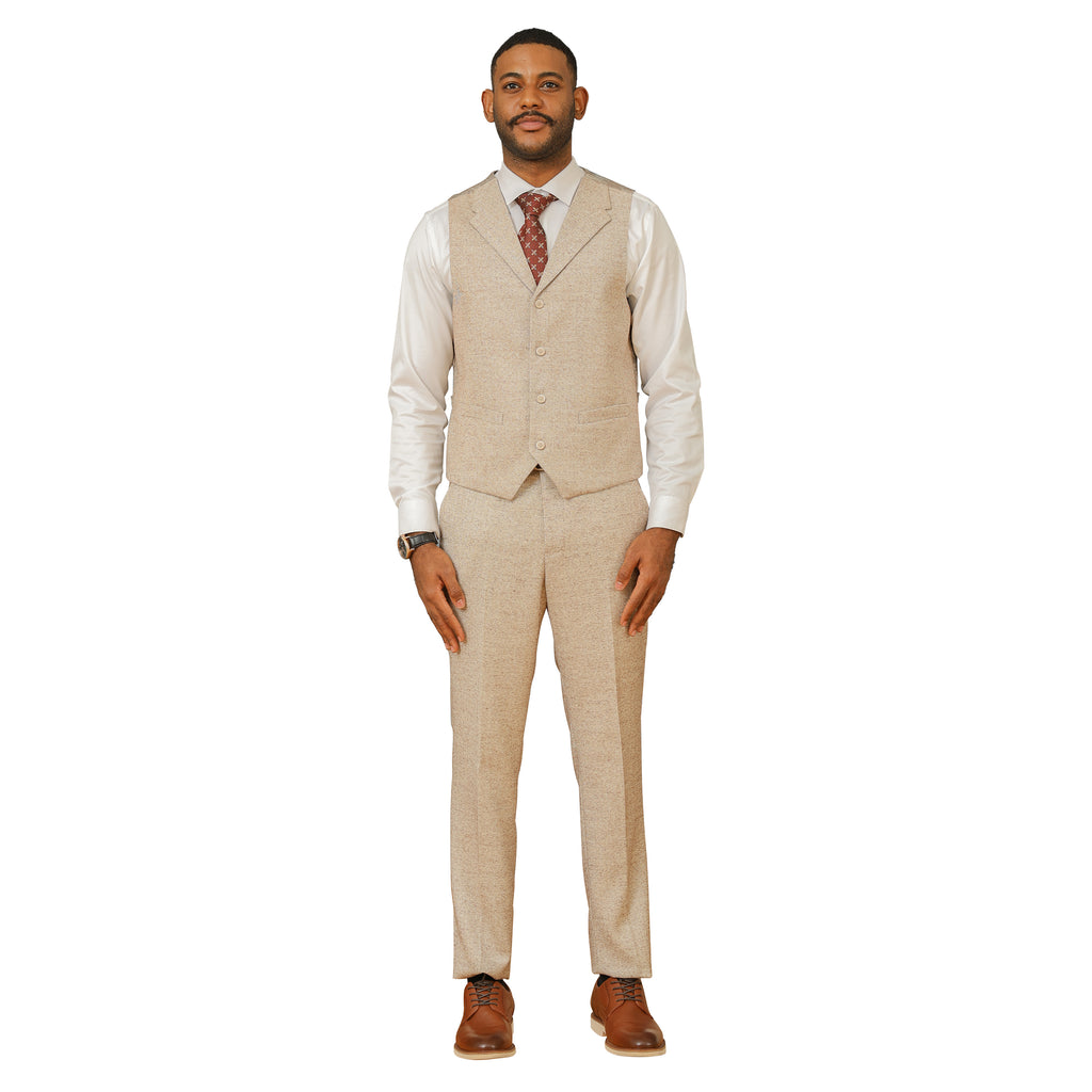 3PC Tweed Suit w/ Expandable Waistband