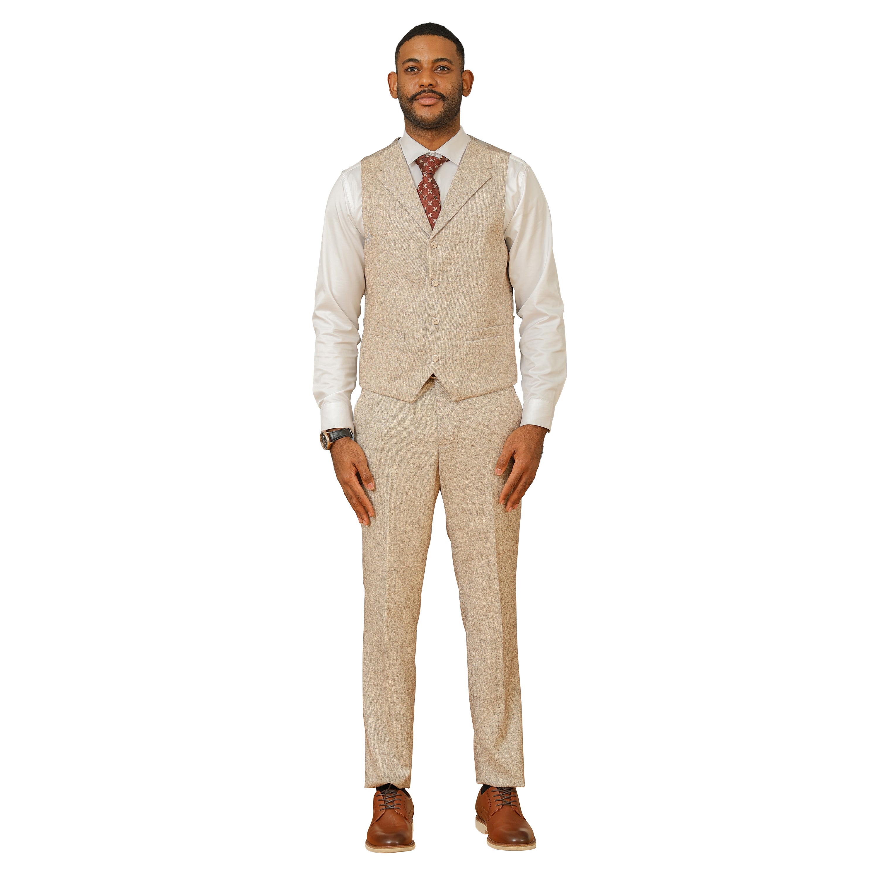 3PC Tweed Suit w/ Expandable Waistband