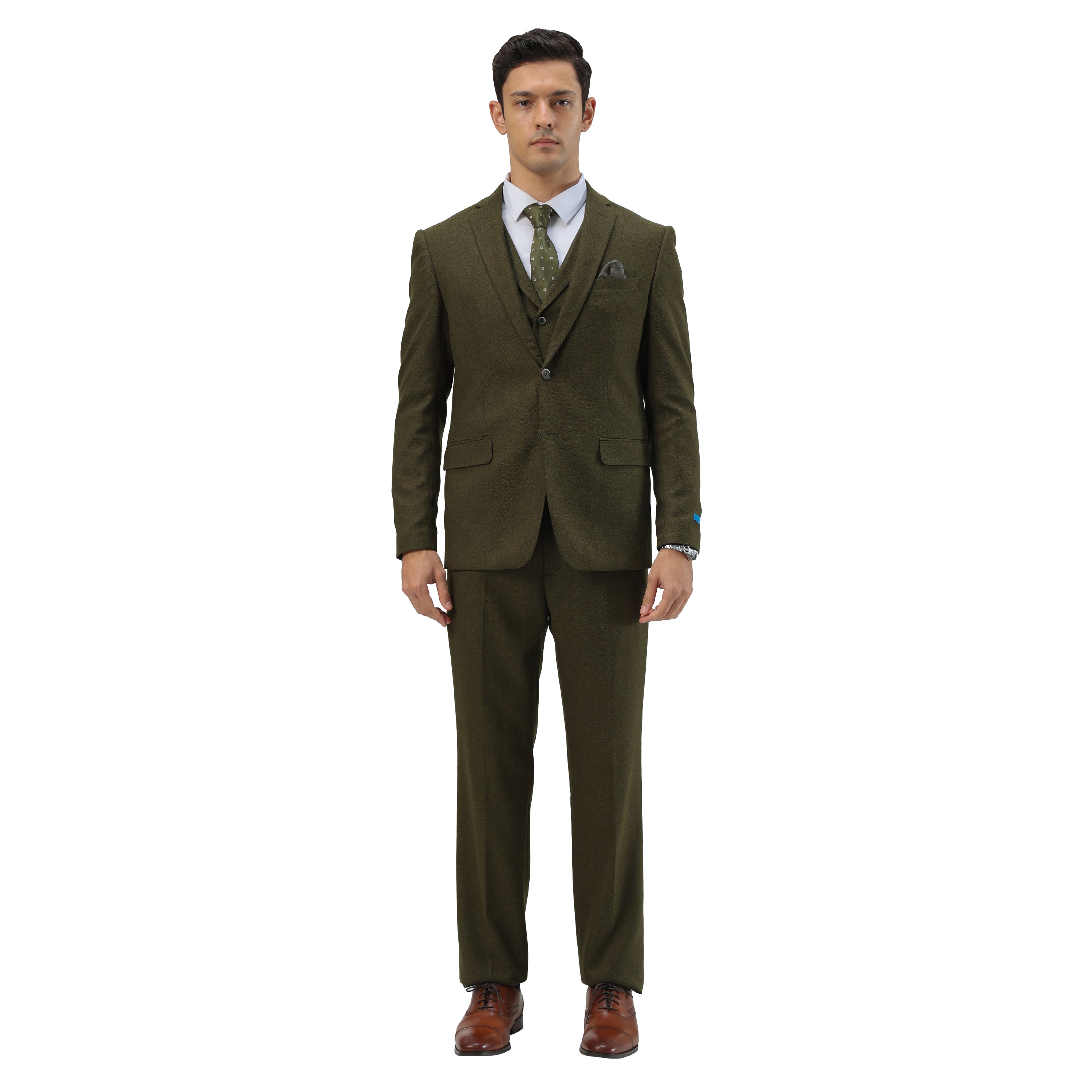 3PC Tweed Suit w/ Expandable Waistband