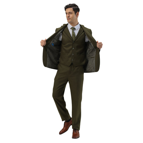 3PC Tweed Suit w/ Expandable Waistband