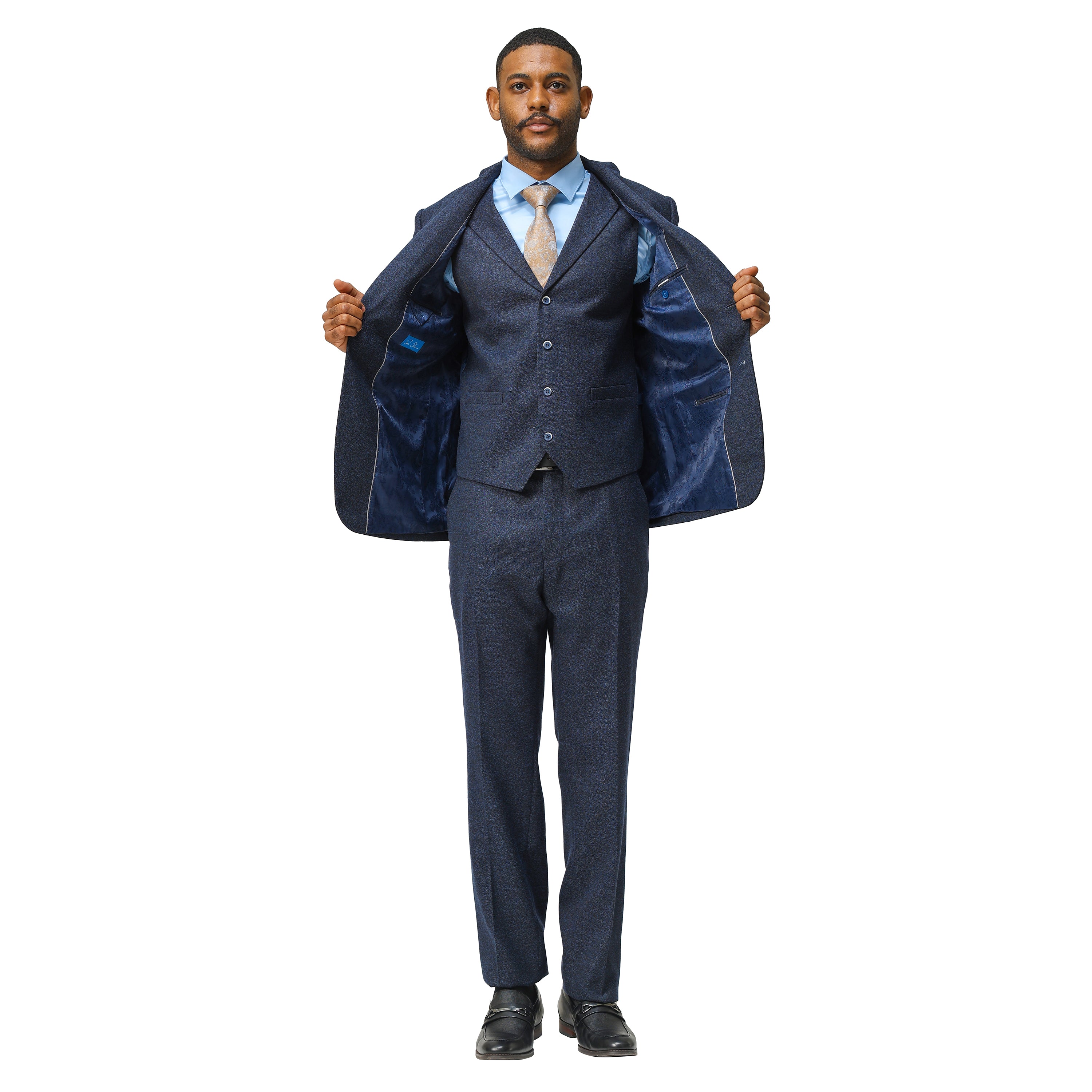 3PC Tweed Suit w/ Expandable Waistband