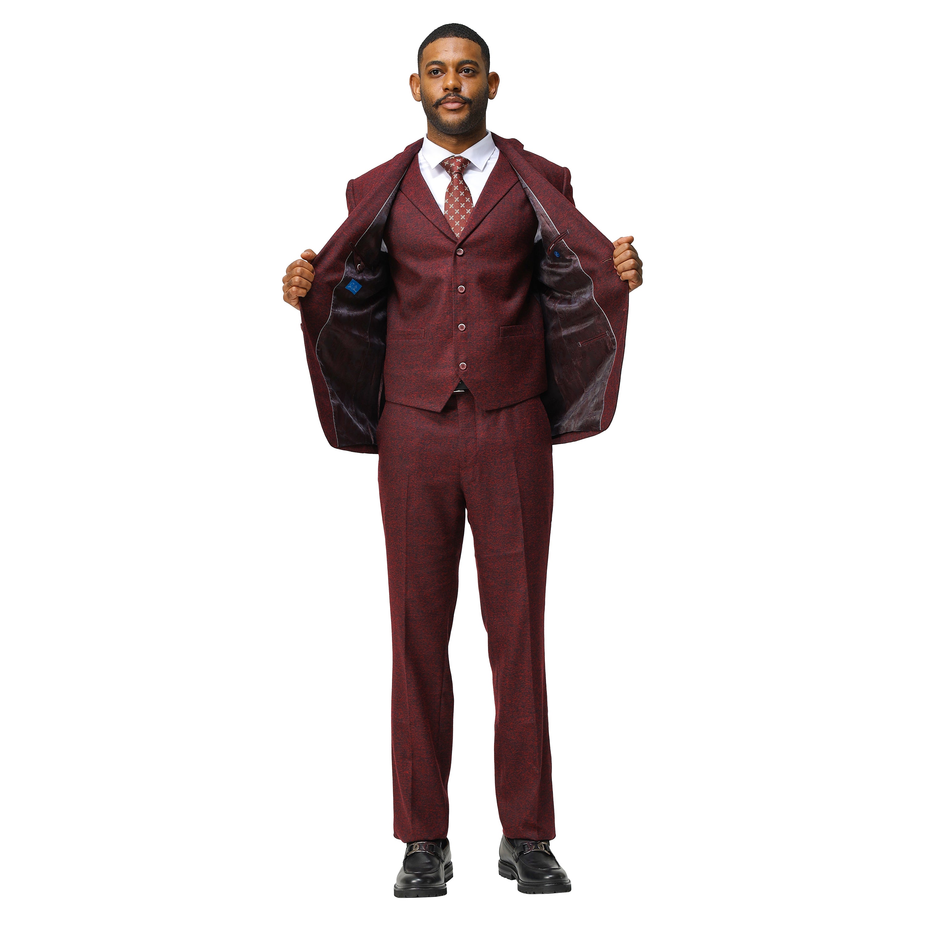 3PC Tweed Suit w/ Expandable Waistband