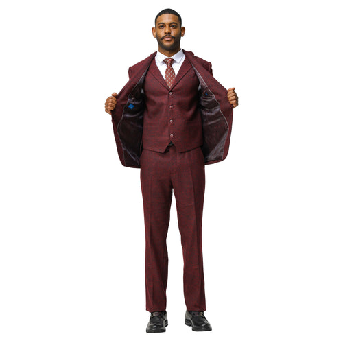 3PC Tweed Suit w/ Expandable Waistband