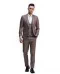 Mens Suit 3pc Plaid Peak Lapel Suit With Matching Double Breasted Vest & Pants For All Ocassions