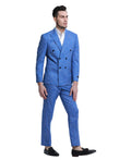 Mens Suit 2pc Double Breasted Pinstripe Peak Lapel Suit With Matching Pants For All Ocassions