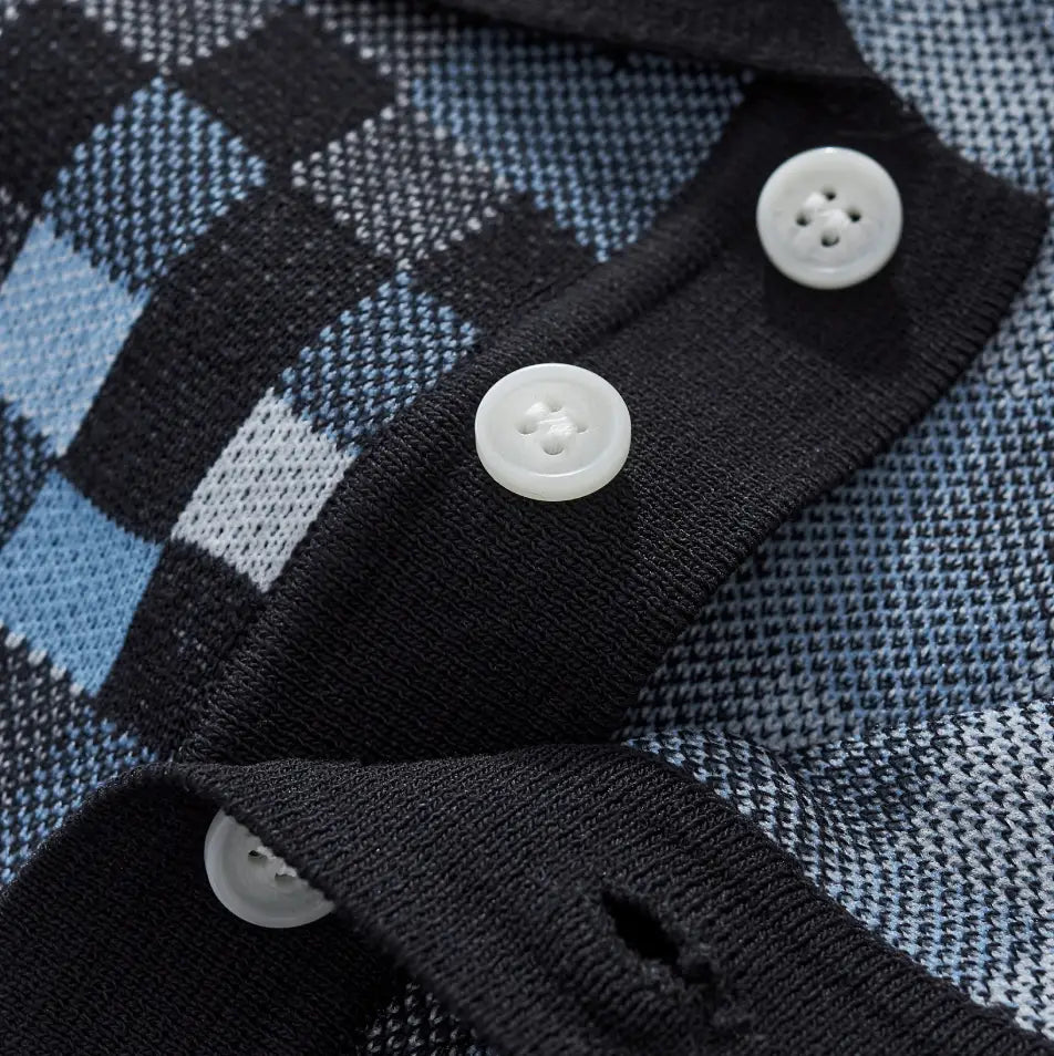 Pixel Fade Knit Polo BLACK