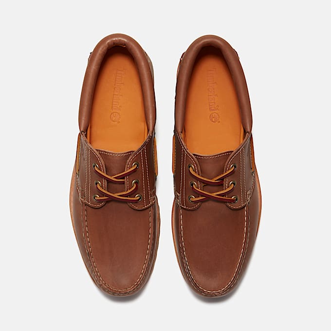 TIMBERLAND® - MEN'S AUTHENTIC 3-EYE LUG HANDSEWN BOAT SHOE - MEDIUM BROWN