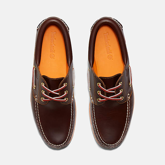 TIMBERLAND® - MEN'S AUTHENTIC 3-EYE LUG HANDSEWN BOAT SHOE - BROWN