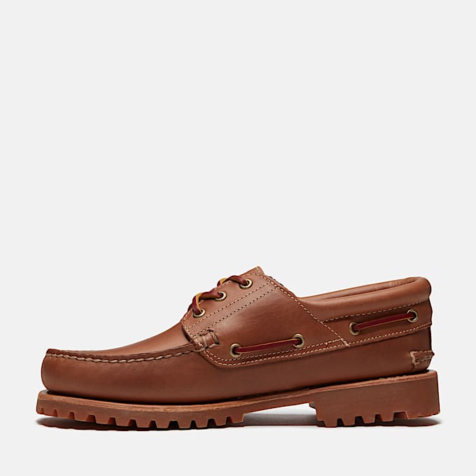 TIMBERLAND® - MEN'S AUTHENTIC 3-EYE LUG HANDSEWN BOAT SHOE - MEDIUM BROWN