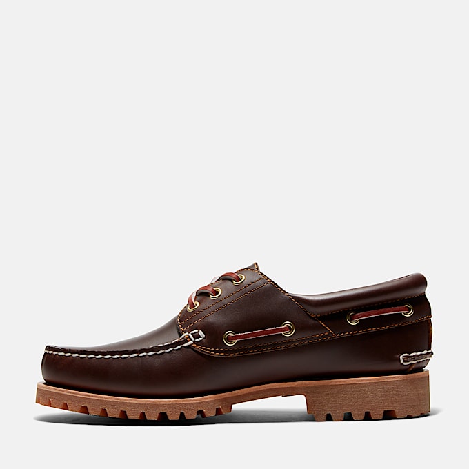 TIMBERLAND® - MEN'S AUTHENTIC 3-EYE LUG HANDSEWN BOAT SHOE - BROWN