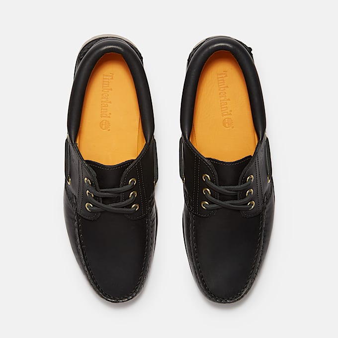 TIMBERLAND® - MEN'S AUTHENTIC 3-EYE LUG HANDSEWN BOAT SHOE - BLACK