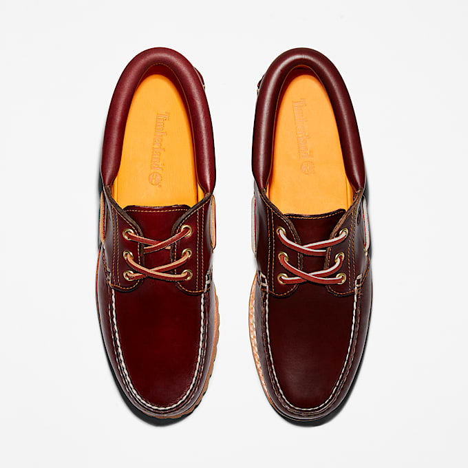 TIMBERLAND® - MEN'S AUTHENTIC 3-EYE LUG HANDSEWN BOAT SHOE - BURGUNDY
