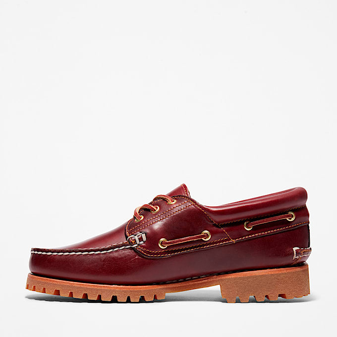 TIMBERLAND® - MEN'S AUTHENTIC 3-EYE LUG HANDSEWN BOAT SHOE - BURGUNDY