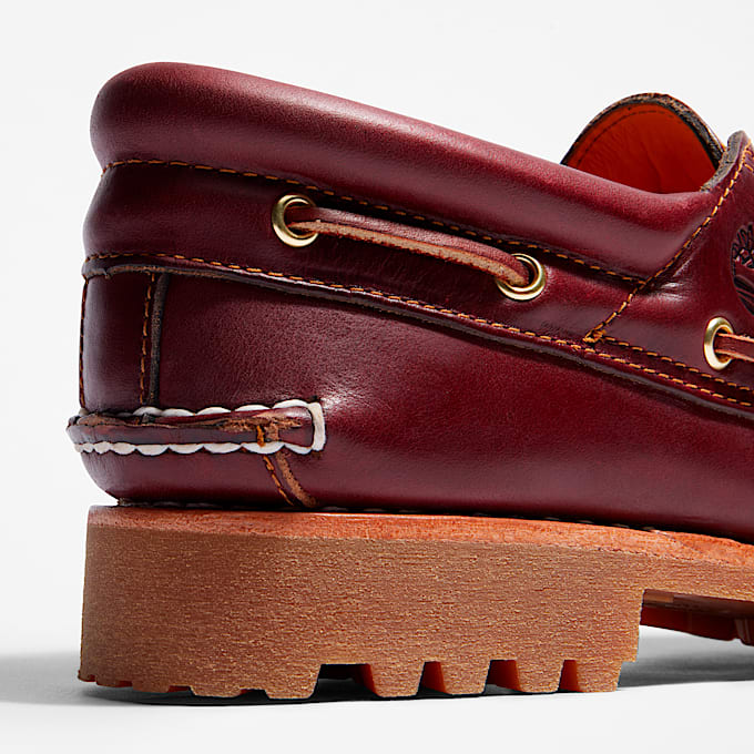 TIMBERLAND® - MEN'S AUTHENTIC 3-EYE LUG HANDSEWN BOAT SHOE - BURGUNDY