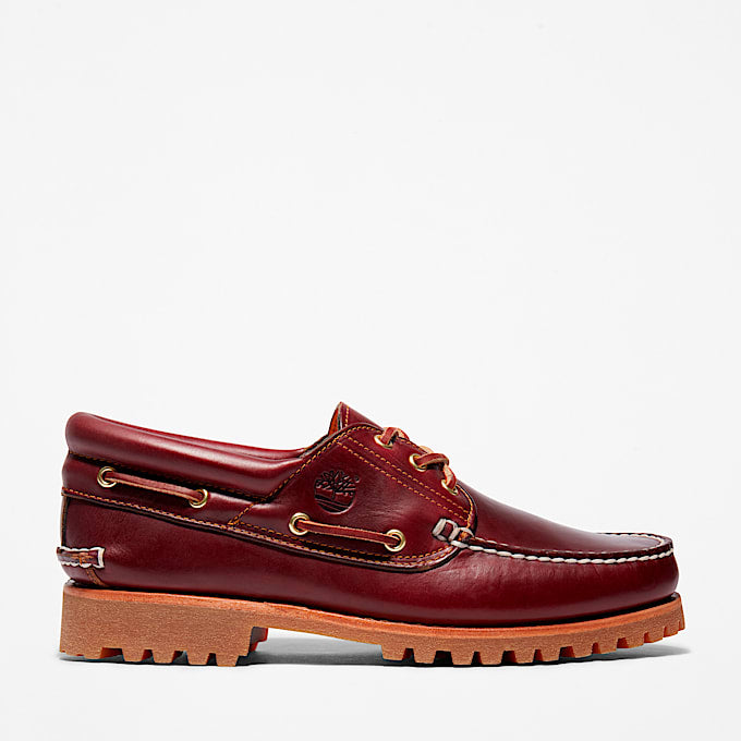 TIMBERLAND® - MEN'S AUTHENTIC 3-EYE LUG HANDSEWN BOAT SHOE - BURGUNDY